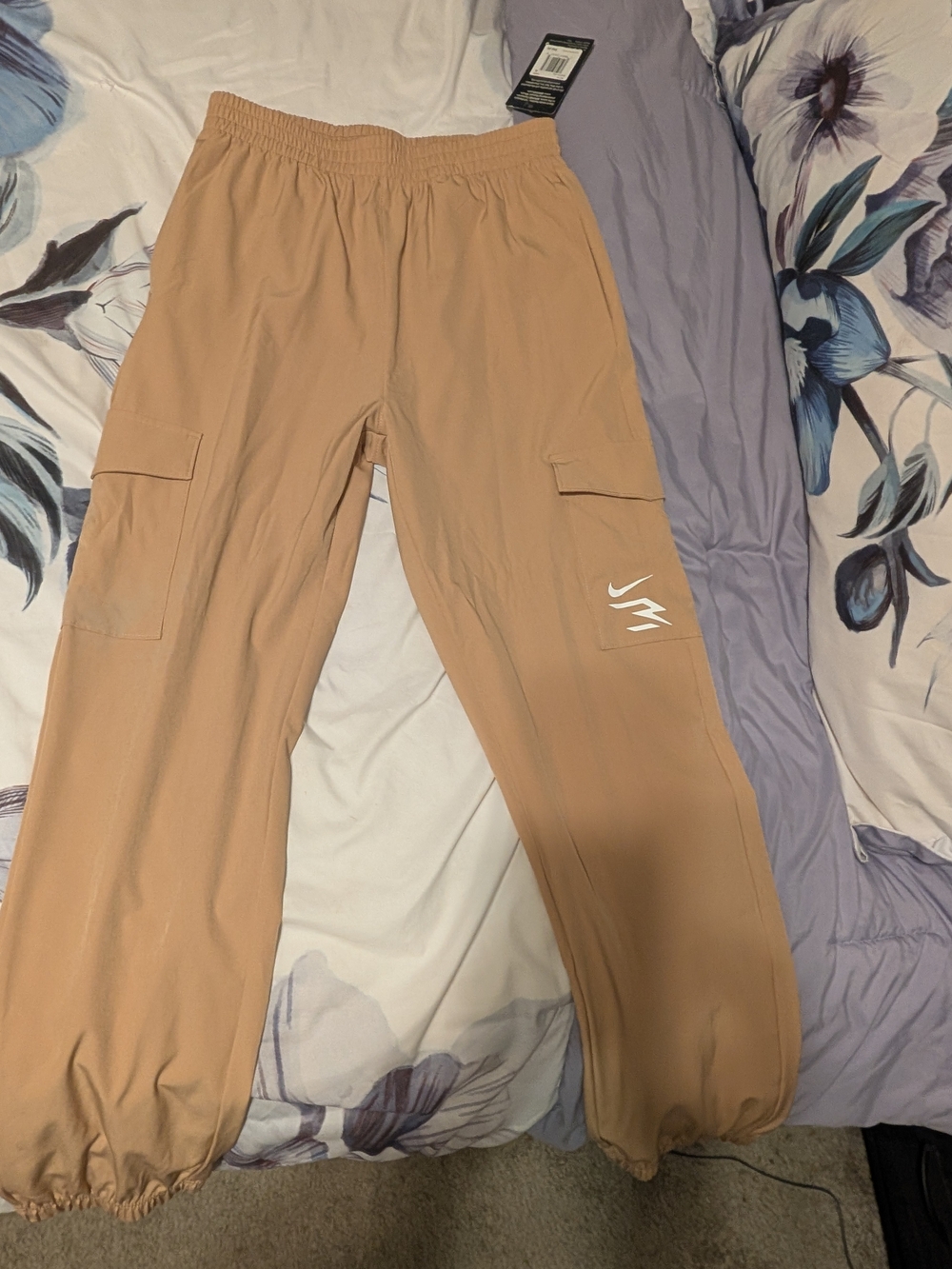 Nike Kids Tan Cargo Joggers with White Logo